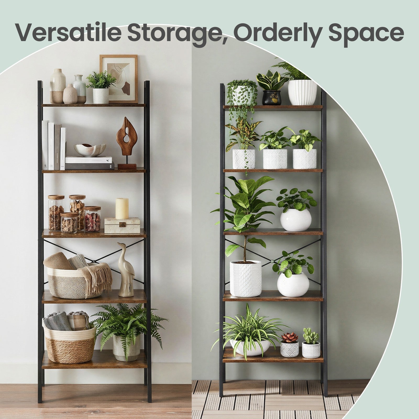 5-Tier Bookcase - 56L - Particleboard - Vintage Design