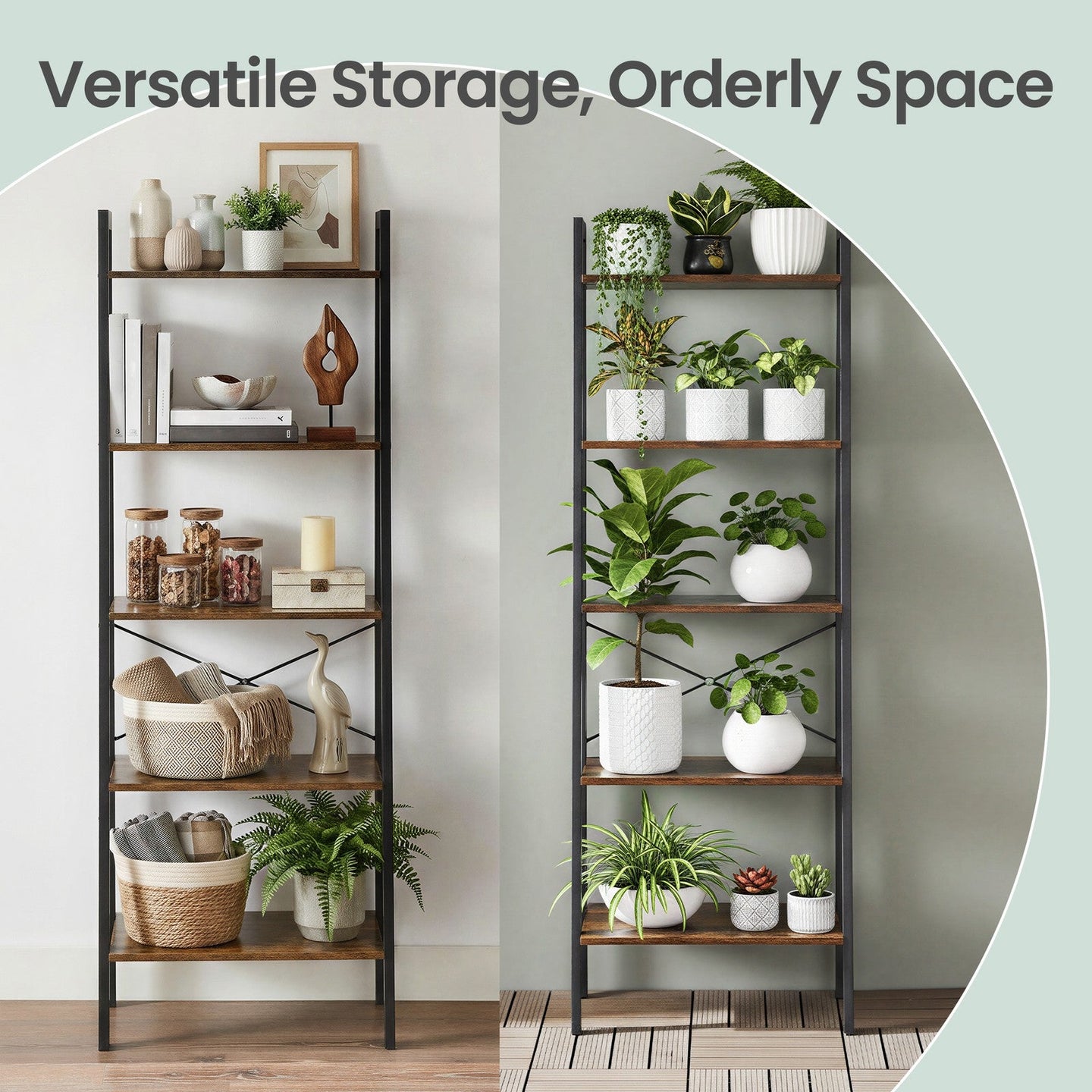 5-Tier Bookcase - 56L - Particleboard - Vintage Design