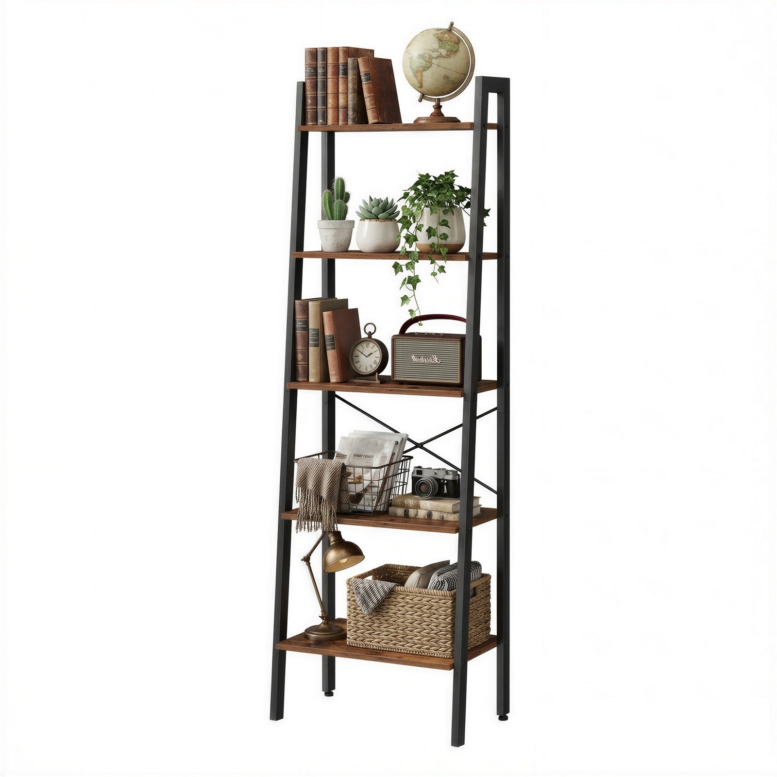 5-Tier Bookcase - 56L - Particleboard - Vintage Design