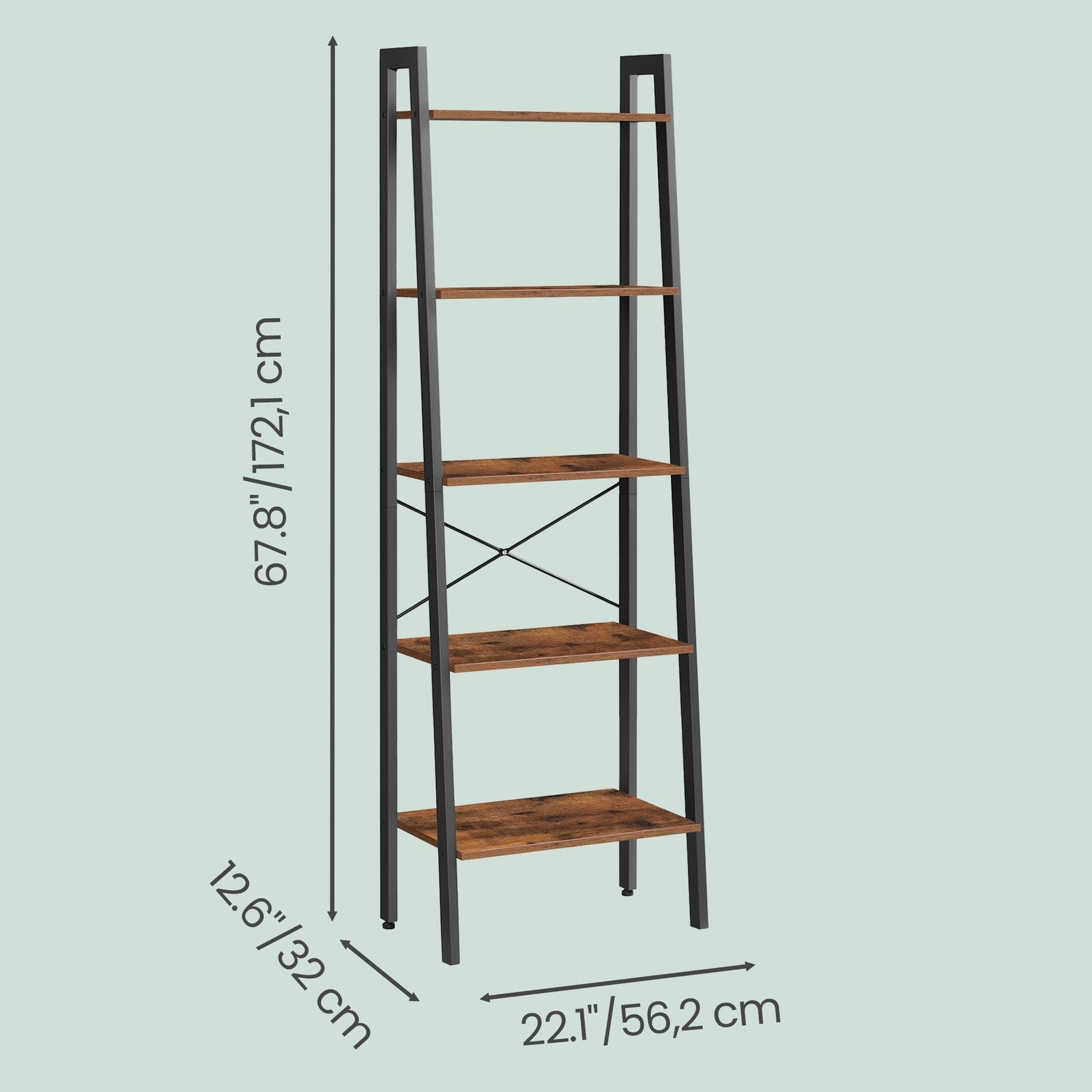 5-Tier Bookcase - 56L - Particleboard - Vintage Design
