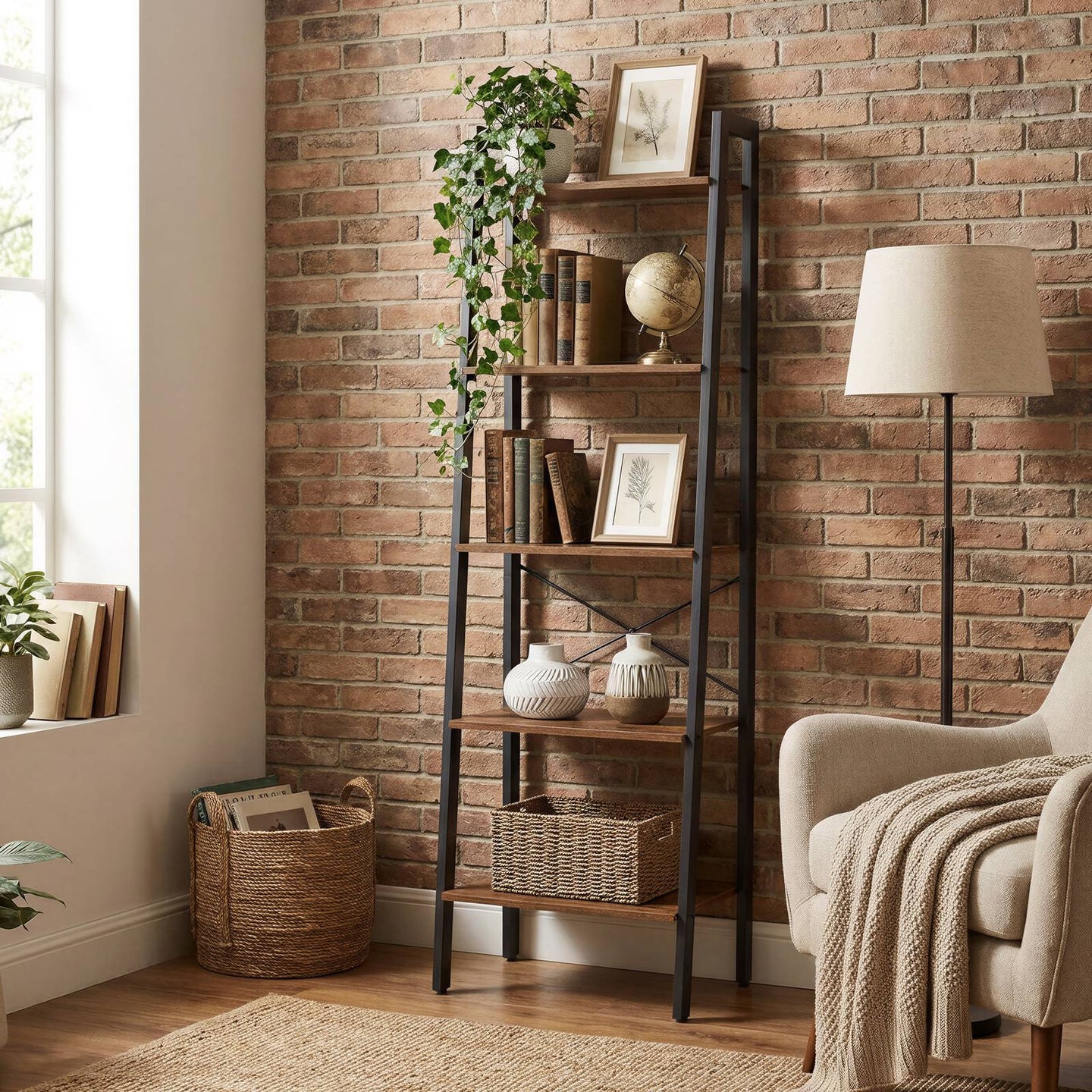 5-Tier Bookcase - 56L - Particleboard - Vintage Design