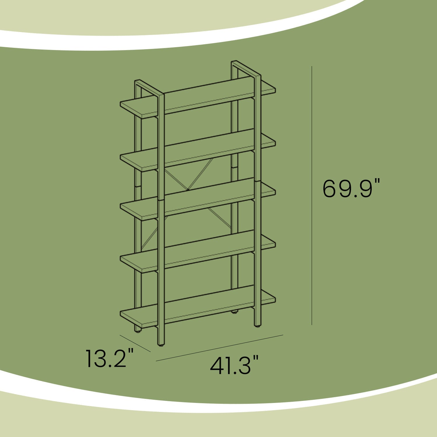 5-Tier Storage Shelf - Wood - Rustic Brown and Black