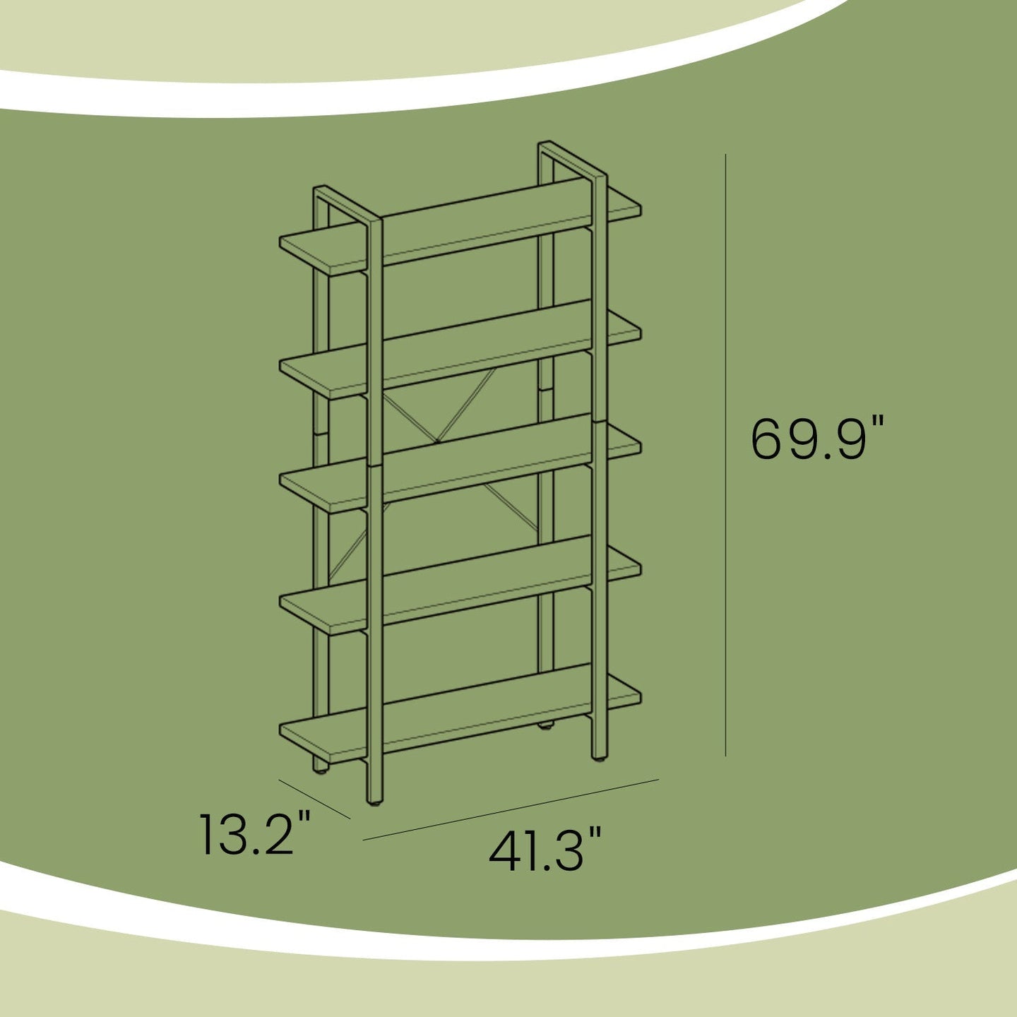 5-Tier Storage Shelf - Wood - Rustic Brown and Black