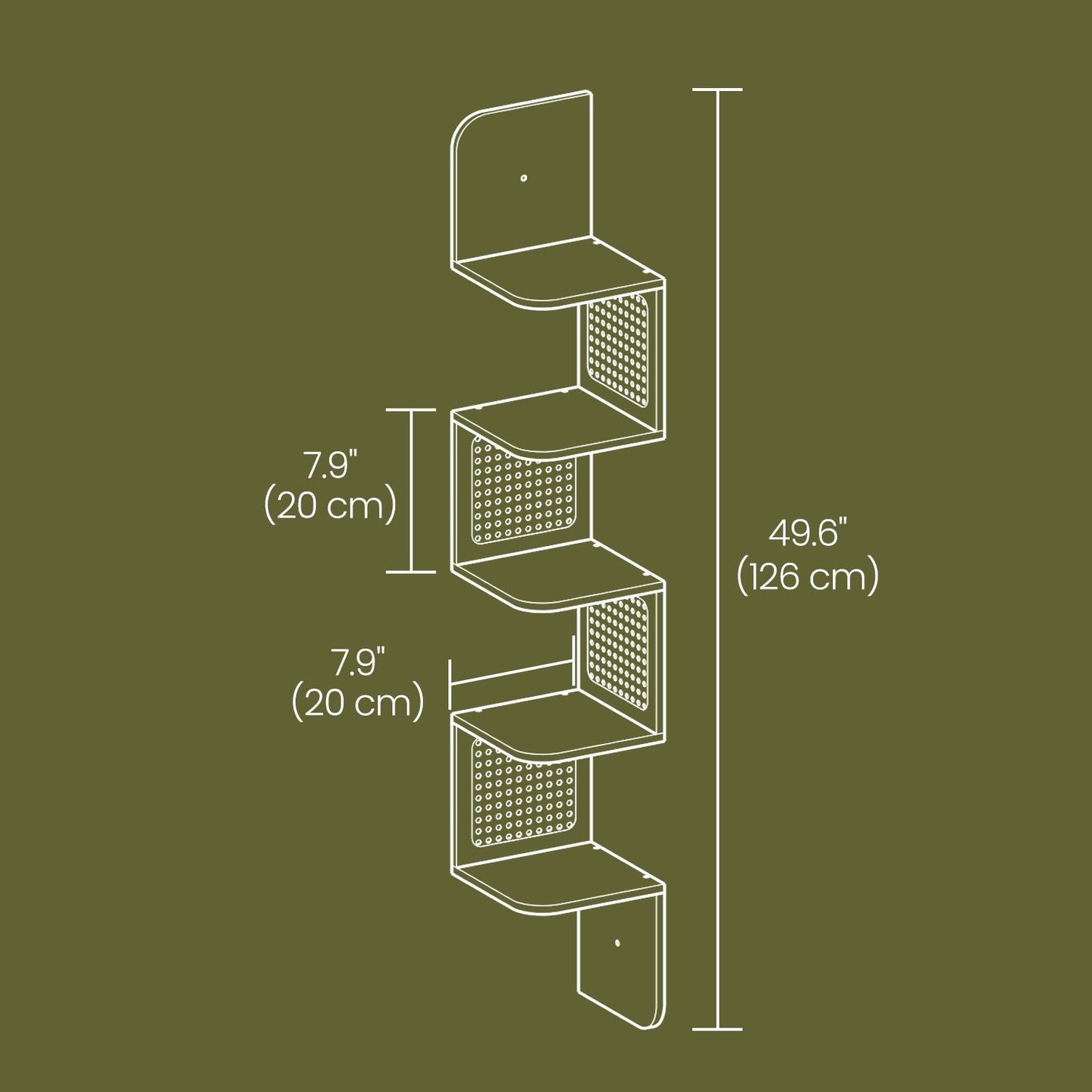5-Tier Floating Shelf - PVC Rattan - Zigzag Design