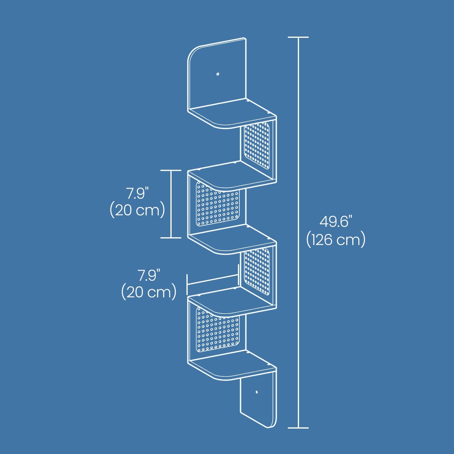 5-Tier Floating Shelf - PVC Rattan - Zigzag Design