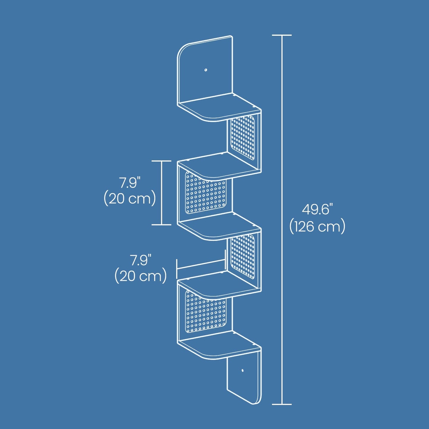 5-Tier Floating Shelf - PVC Rattan - Zigzag Design
