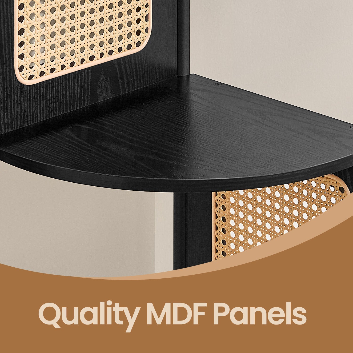 5-Tier Corner Bookshelf - Metal - Rattan Effect