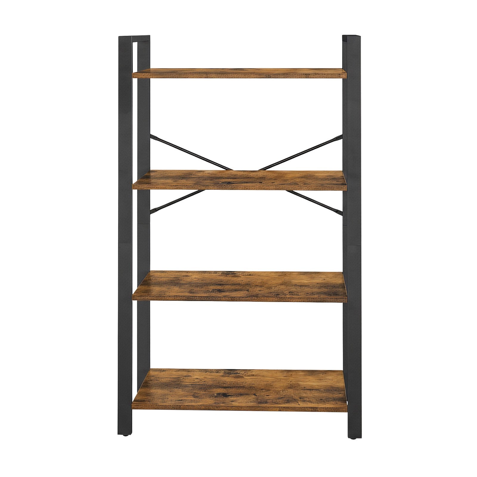 4-Tier Storage Shelf - Iron - Rustic Brown - Stable Design for Office and Living Room