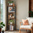 5-Tier Corner Bookcase - Engineered Wood - Rustic Brown and Black - Multipurpose Storage Unit