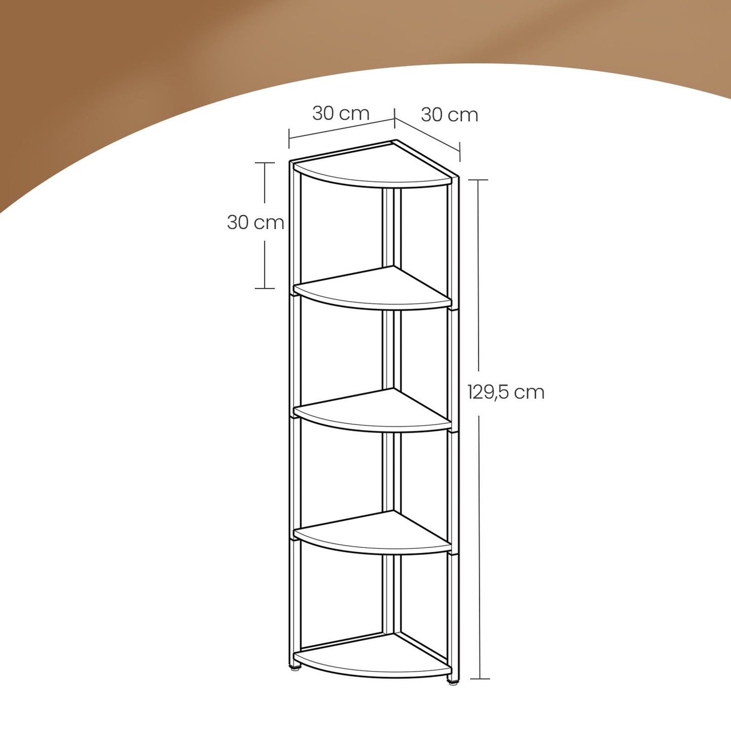 5-Tier Corner Bookcase - Engineered Wood - Rustic Brown and Black - Multipurpose Storage Unit