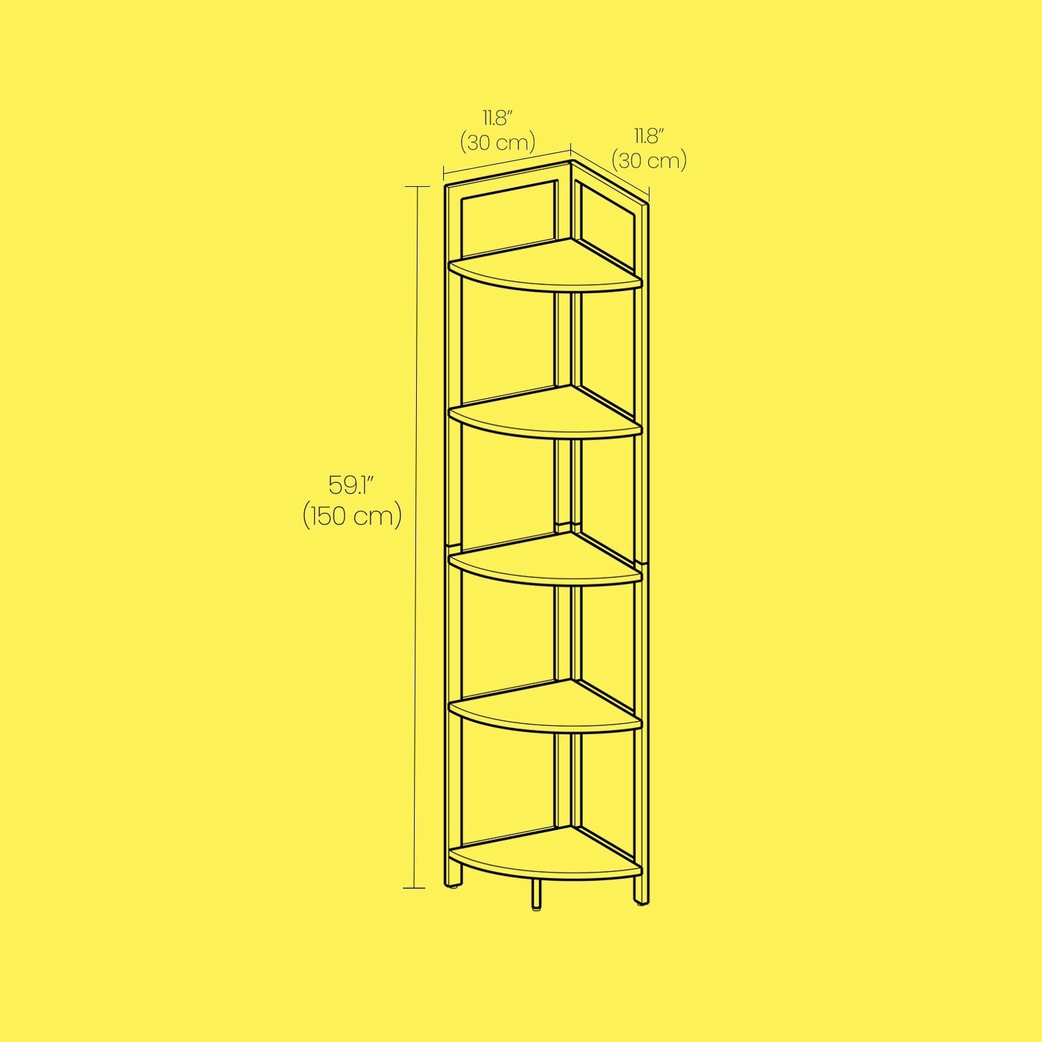 Corner Shelf Unit - Wood - Rustic Brown and Black - 5-Tier Multipurpose Storage