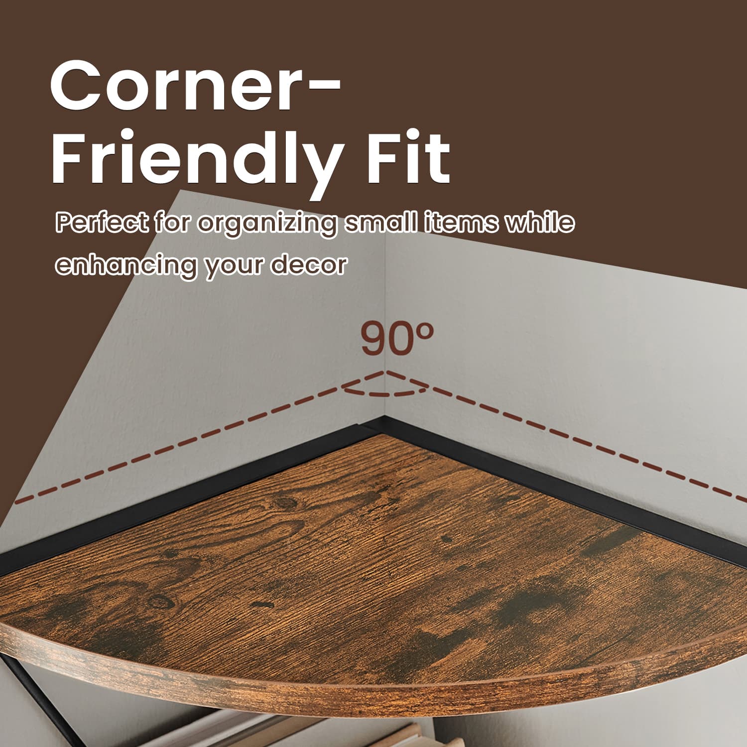 5-Tier Corner Shelf - Wood Metal - Rustic Brown and Black - Versatile Storage for Plants and Books