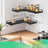 Set of 2 Floating L-Shaped Corner Shelves - Wood - Cloud White