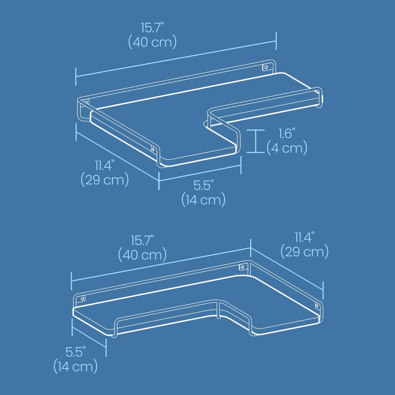 Set of 2 Floating L-Shaped Corner Shelves - Wood - Cloud White
