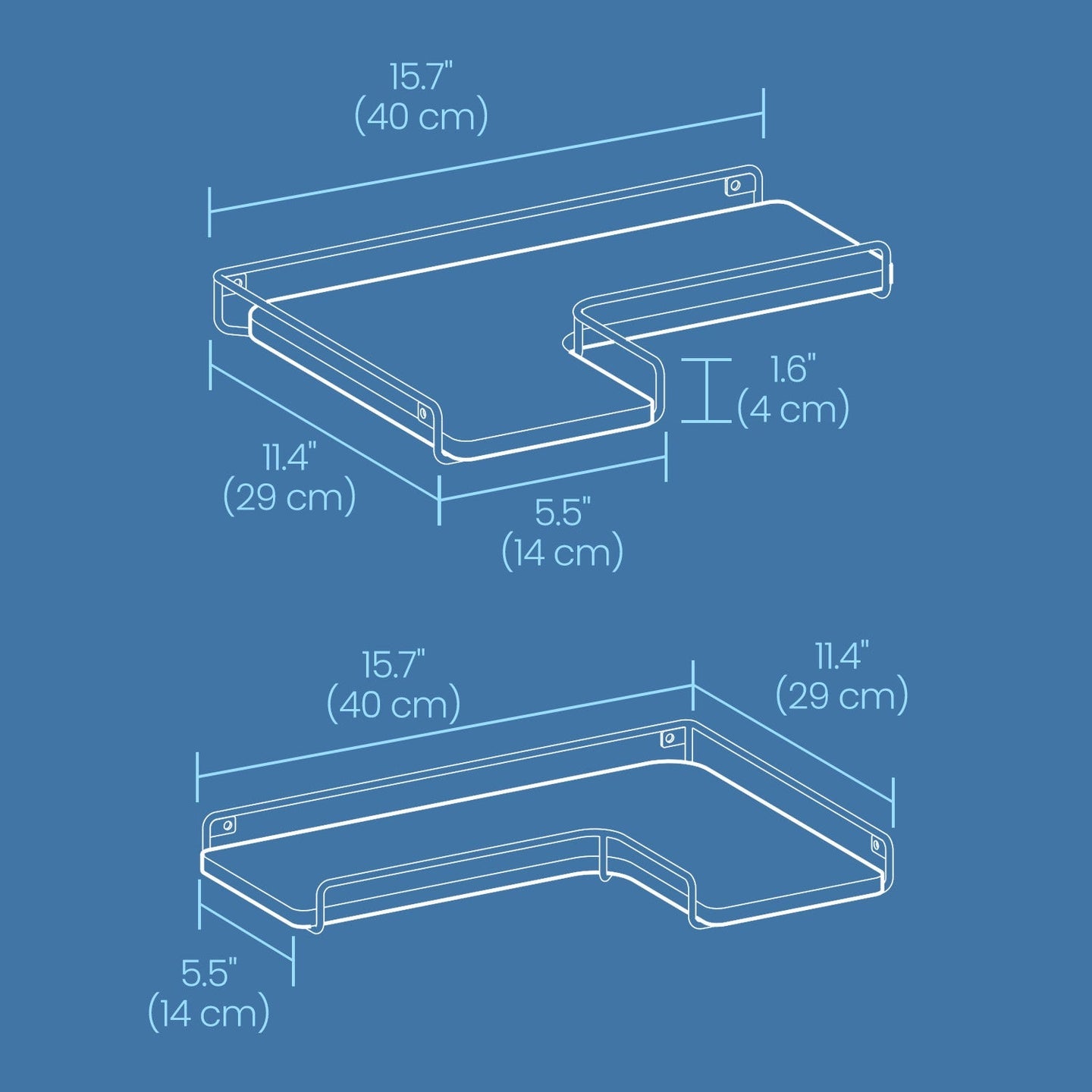 Set of 2 Floating L-Shaped Corner Shelves - Wood - Cloud White