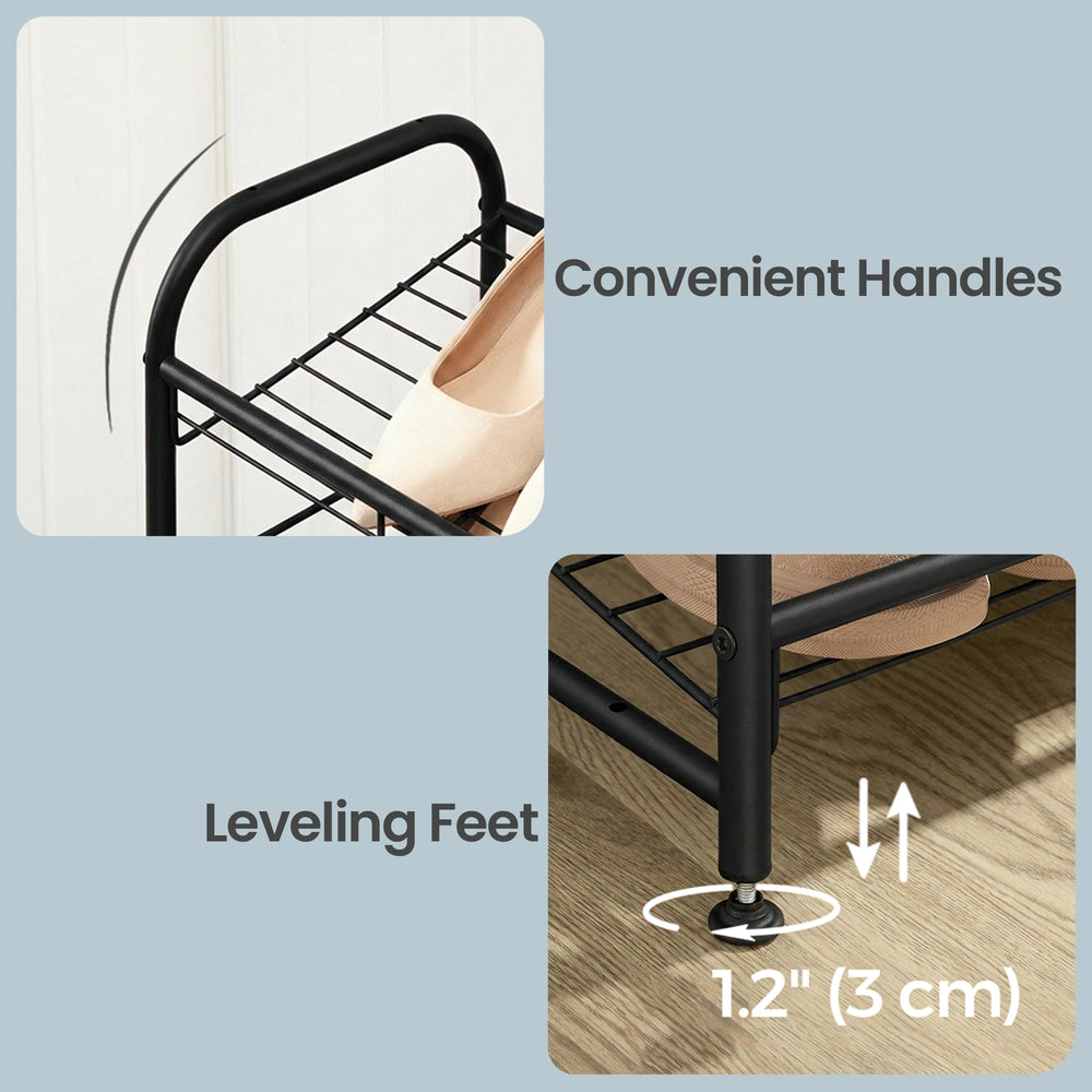 4-Tier Shoe Organizer - Holds Up to 12 Pairs - Metal - Adjustable
