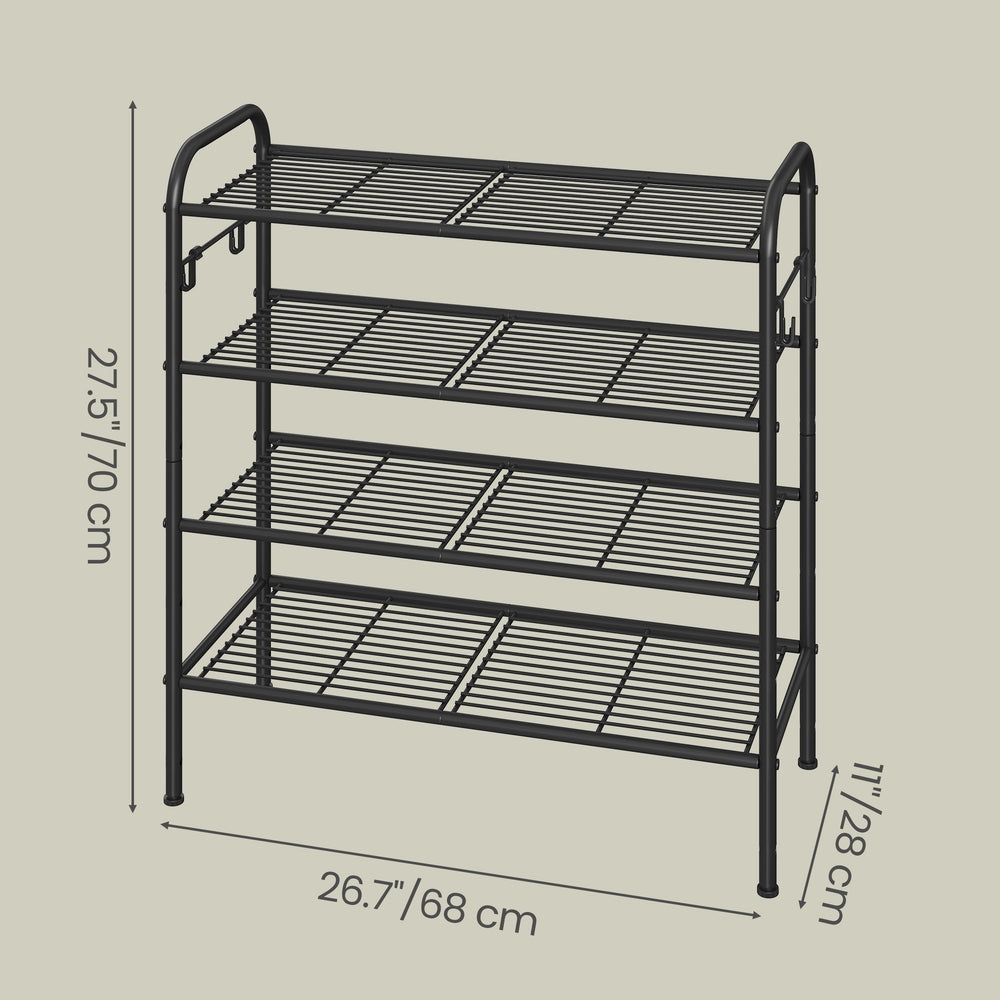 4-Tier Shoe Rack - Metal - Adjustable