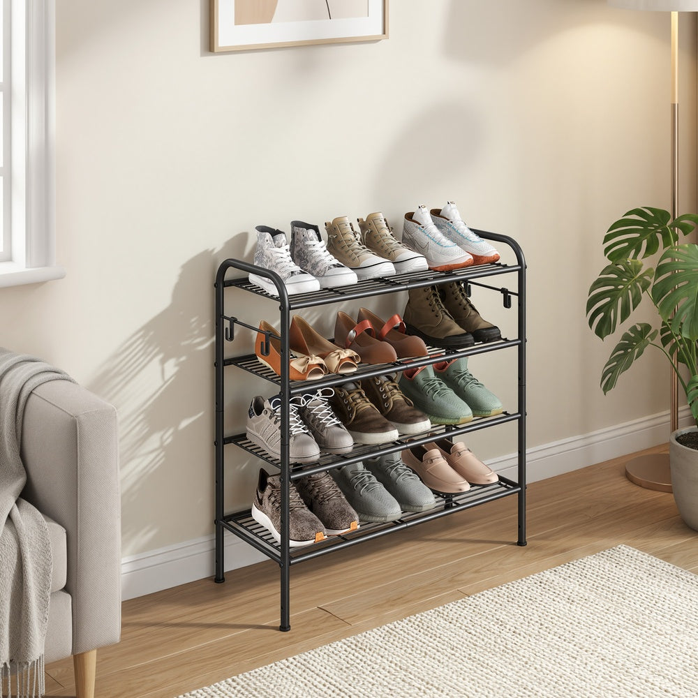 4-Tier Shoe Rack - Metal - Adjustable