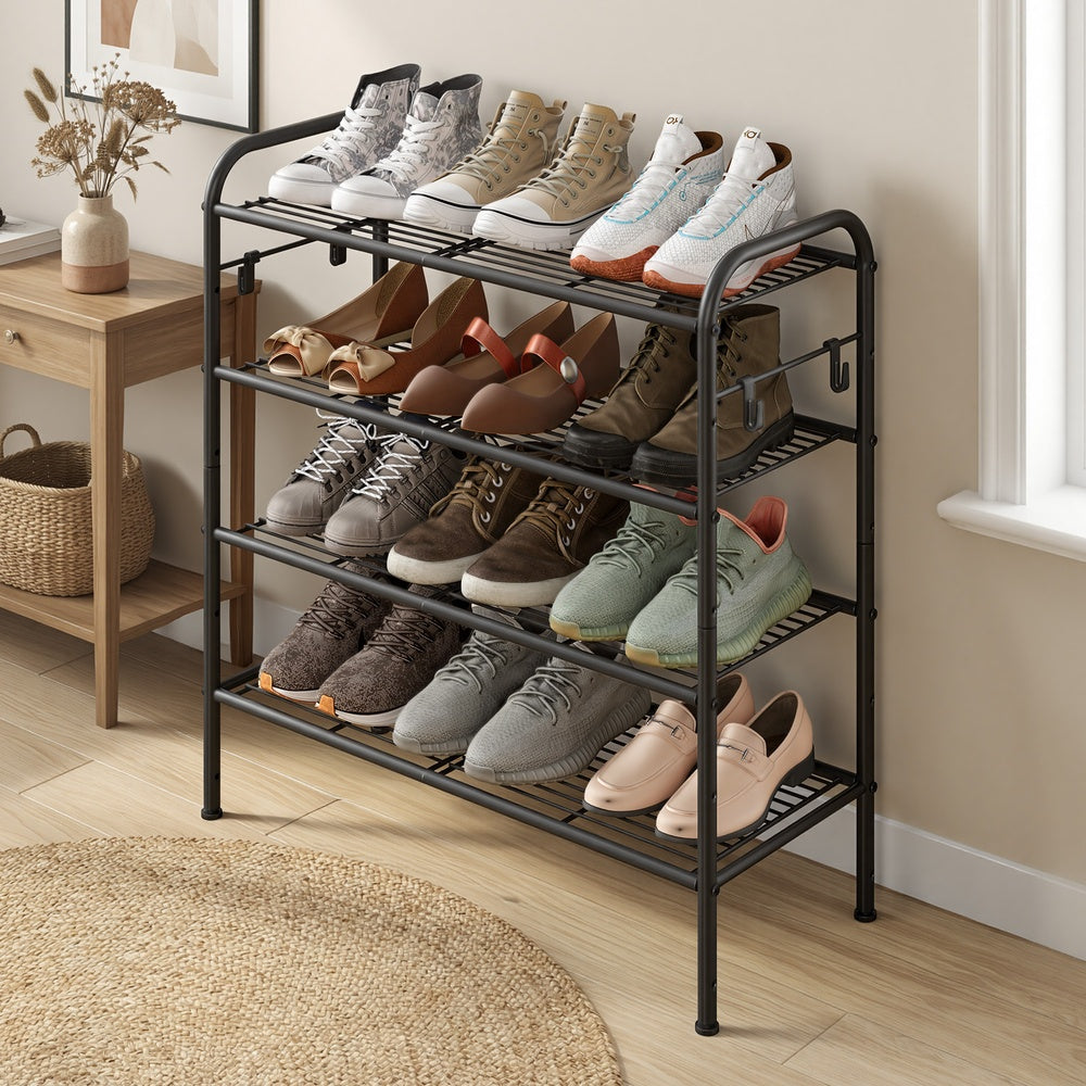 4-Tier Shoe Rack - Metal - Adjustable