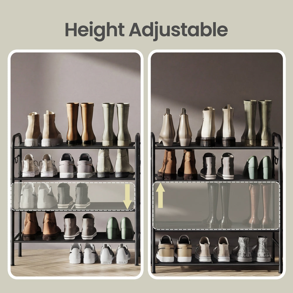 4-Tier Shoe Rack - Metal - Adjustable