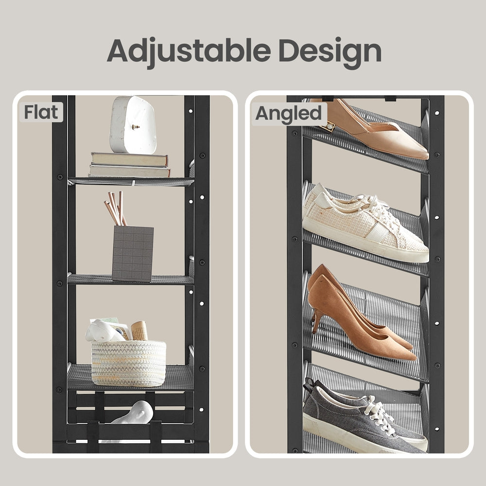 Shoe Rack, 8-Tier Shoe Organizer - Steel - Black
