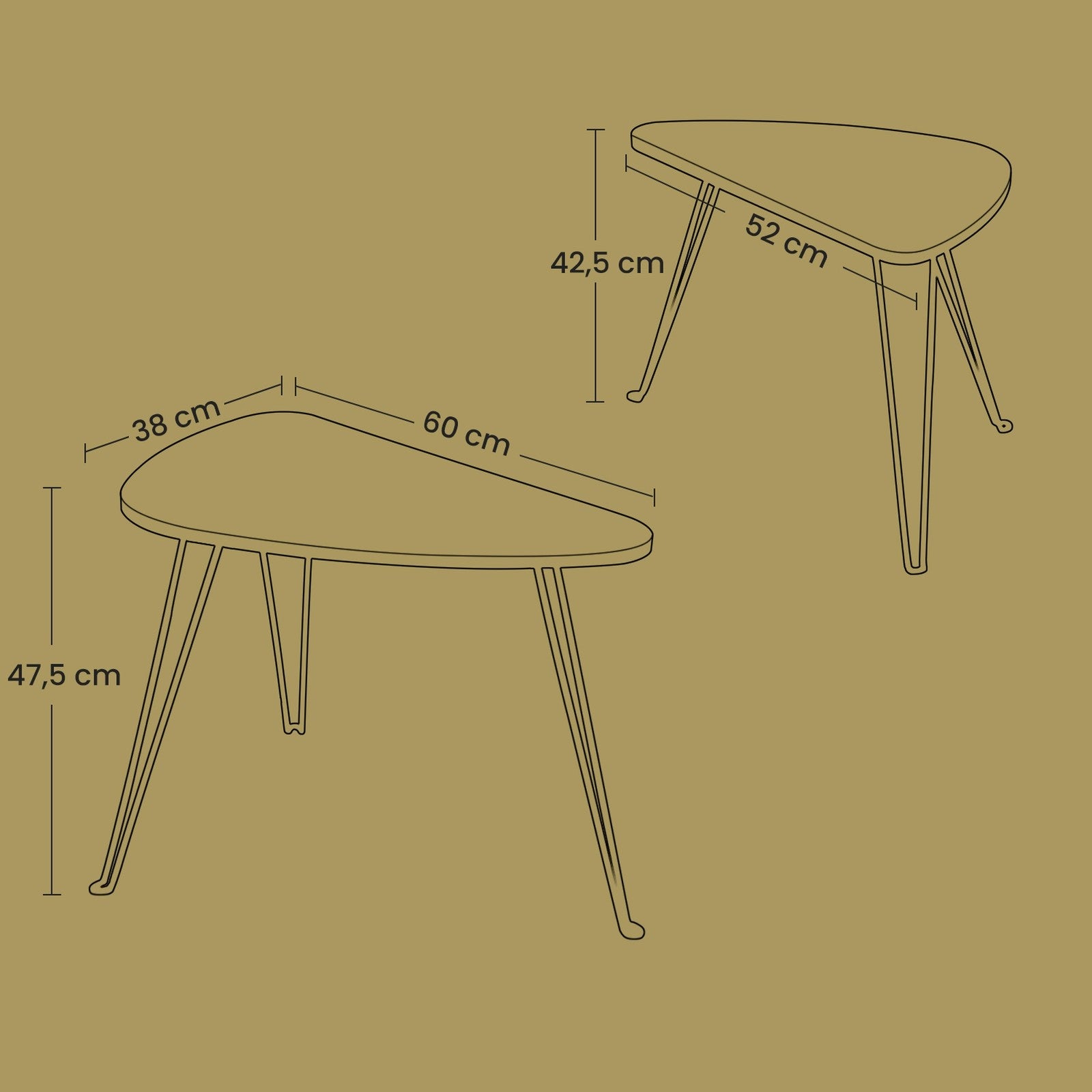 Set of 2 Nesting Side Tables - Wood - Rustic Brown and Black