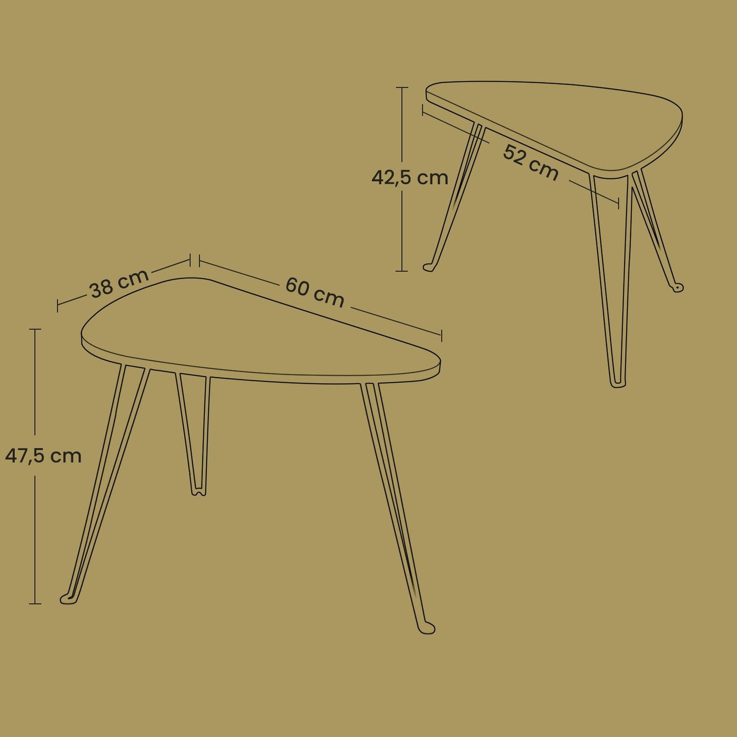 Set of 2 Nesting Side Tables - Wood - Rustic Brown and Black