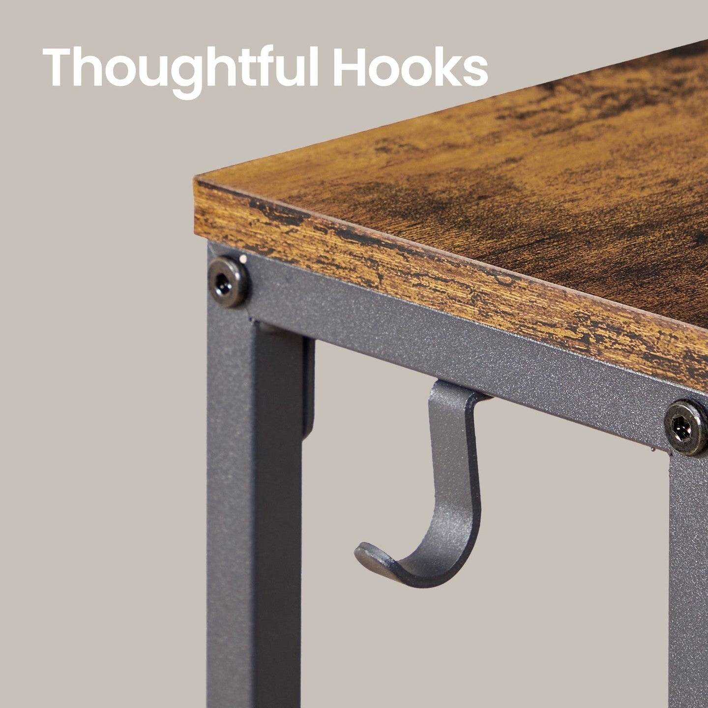 Console Tables - Wood - Rustic Brown - Built-In Charging Station