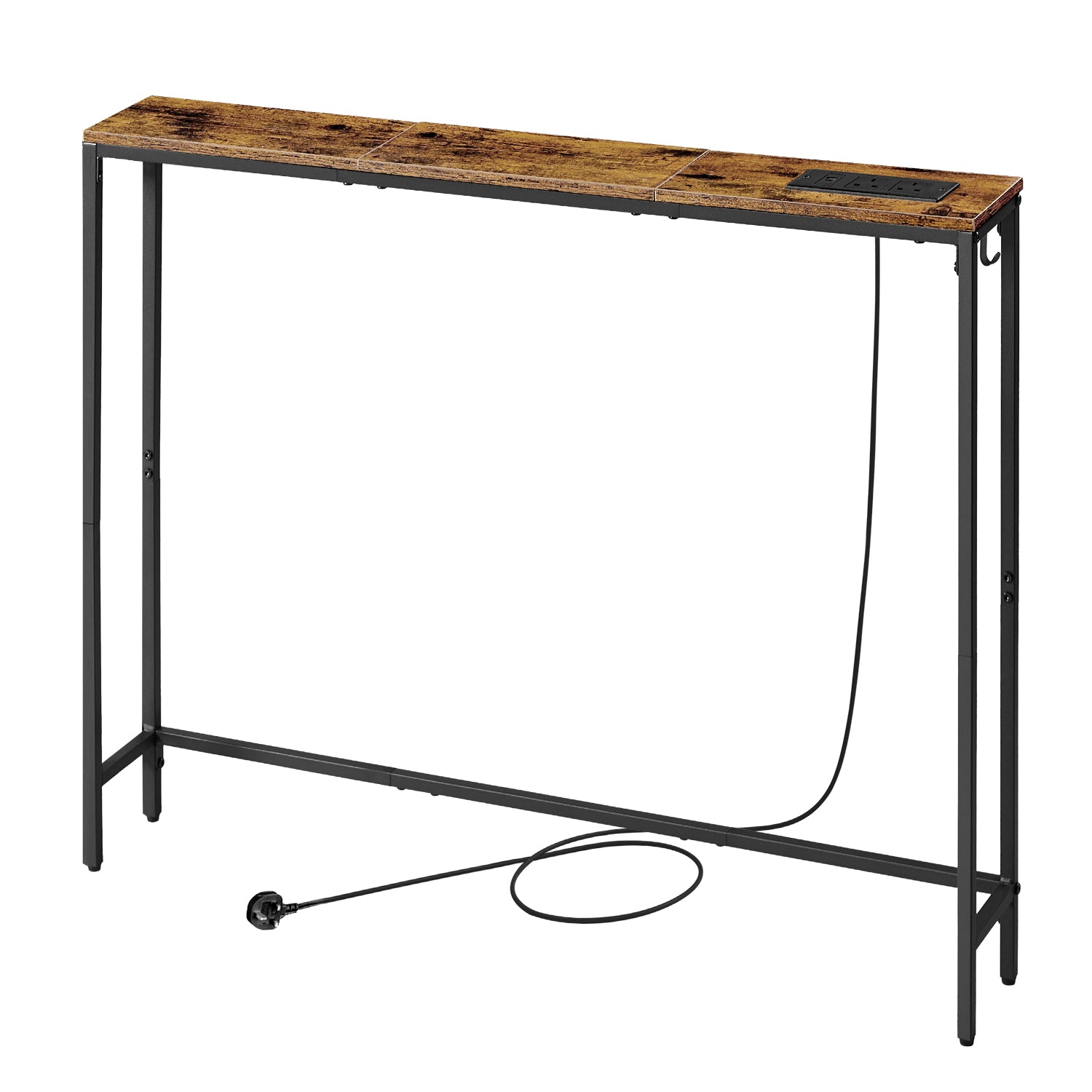 Entryway Sofa Table - Wood and Steel - Rustic Brown