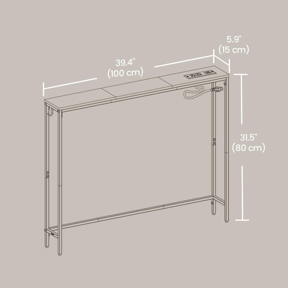 Entryway Sofa Table - Wood and Steel - Rustic Brown