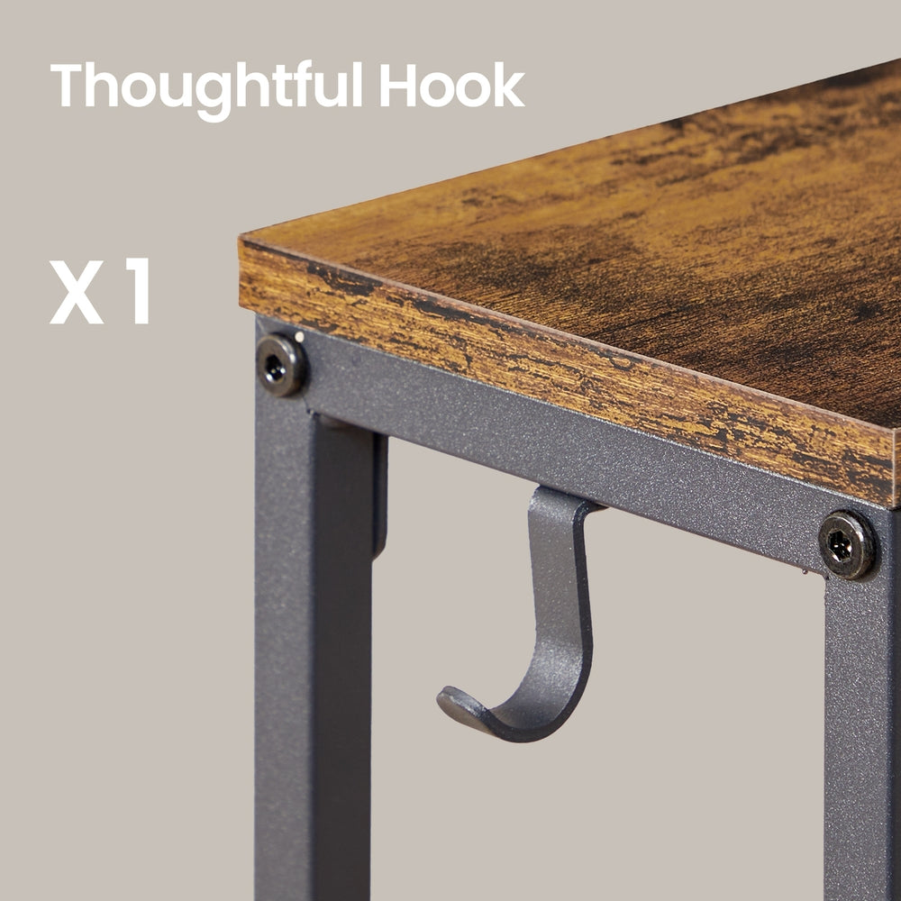 Entryway Sofa Table - Wood and Steel - Rustic Brown