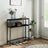 2-Tier Slim Sofa Table for Hallway - Wood and Steel - Charcoal Grey And Ink Black