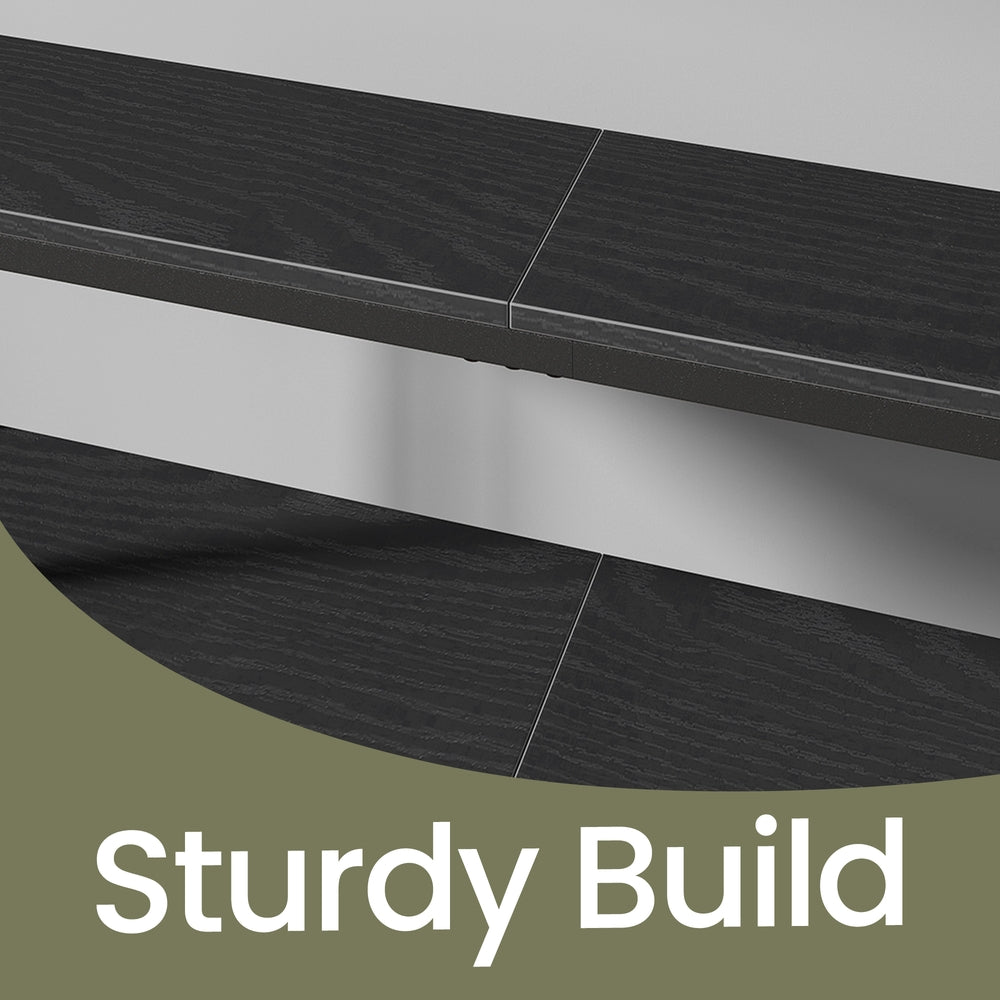 2-Tier Slim Sofa Table for Hallway - Wood and Steel - Charcoal Grey And Ink Black