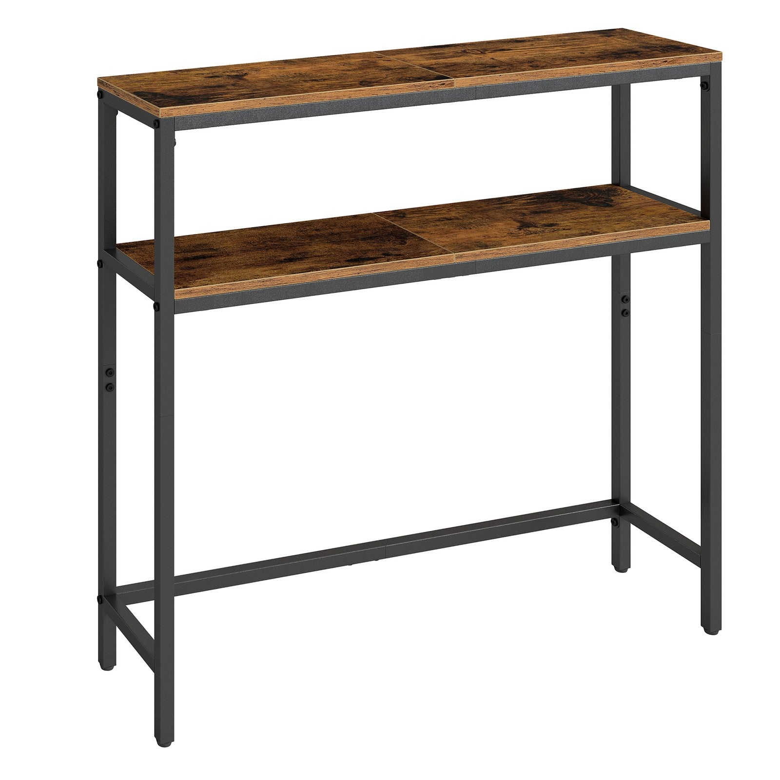 Console Table, 2-Tier Sofa Table - Wood and Steel - Rustic Brown
