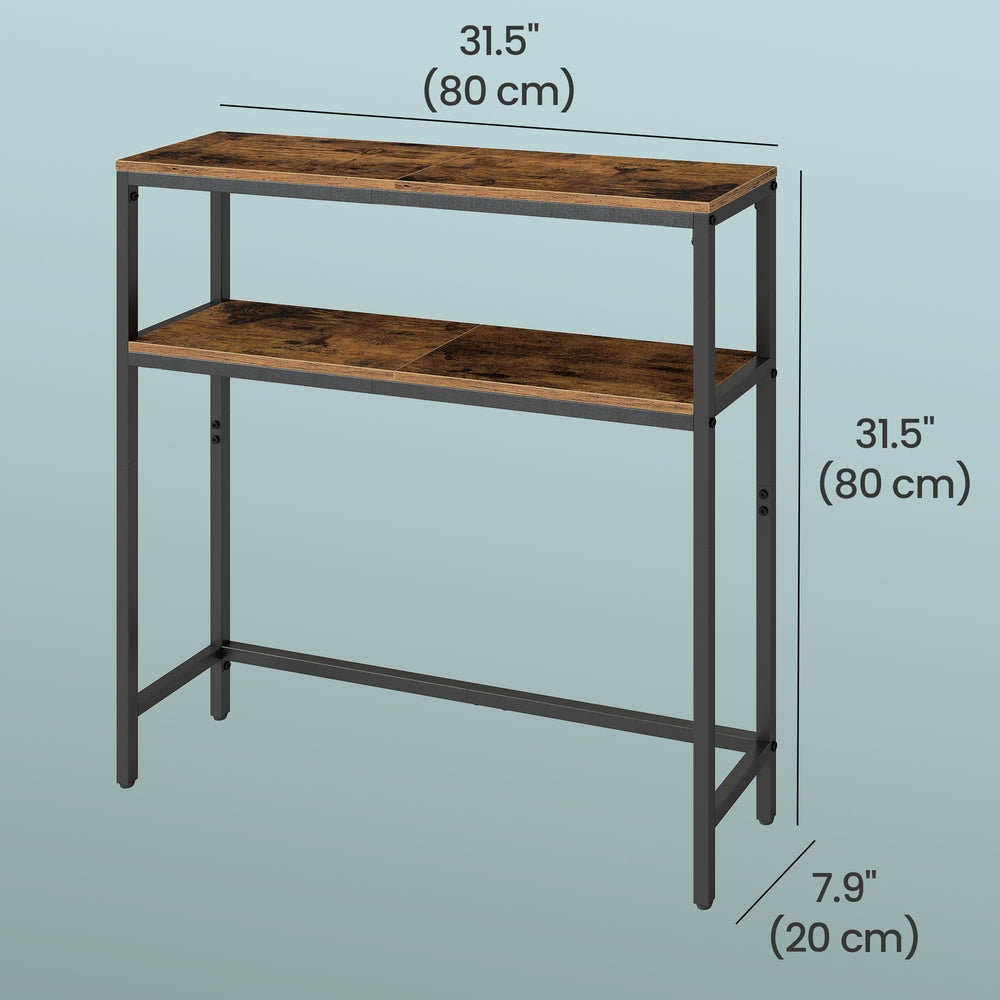 Console Table, 2-Tier Sofa Table - Wood and Steel - Rustic Brown