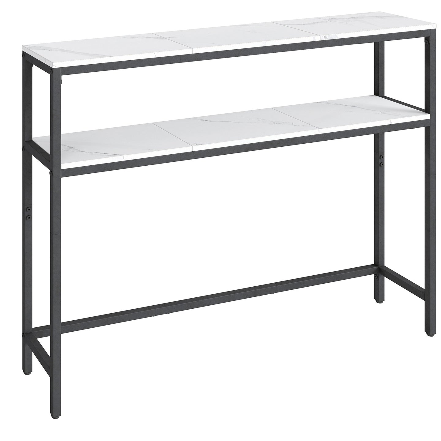 Console Table, 2-Tier Sofa Table - Particleboard and Steel - White