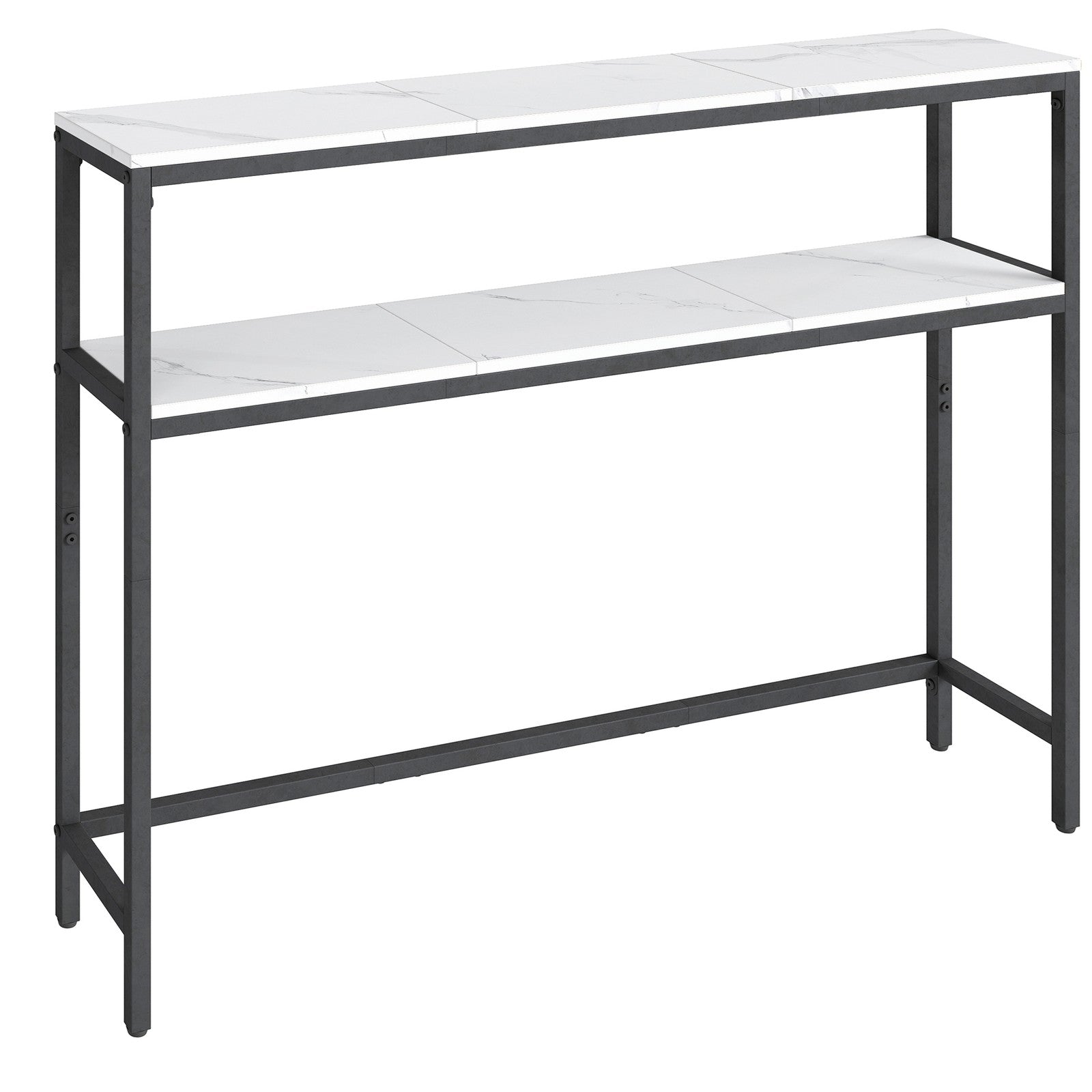 Console Table, 2-Tier Sofa Table - Particleboard and Steel - White