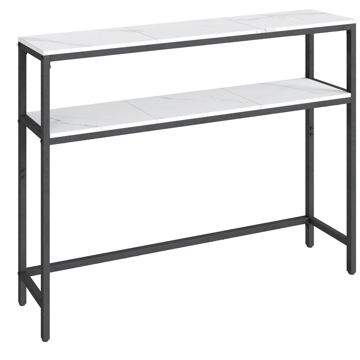Console Table, 2-Tier Sofa Table - Particleboard and Steel - White
