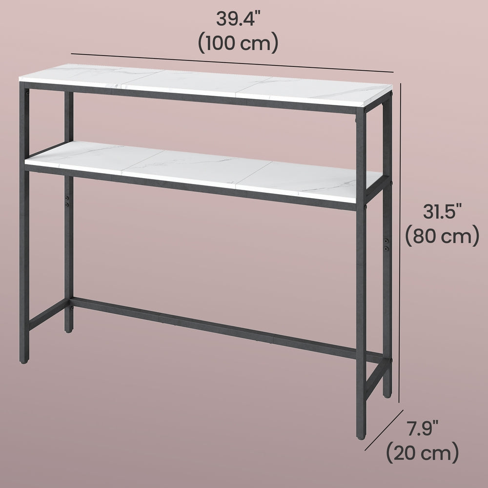 Console Table, 2-Tier Sofa Table - Particleboard and Steel - White