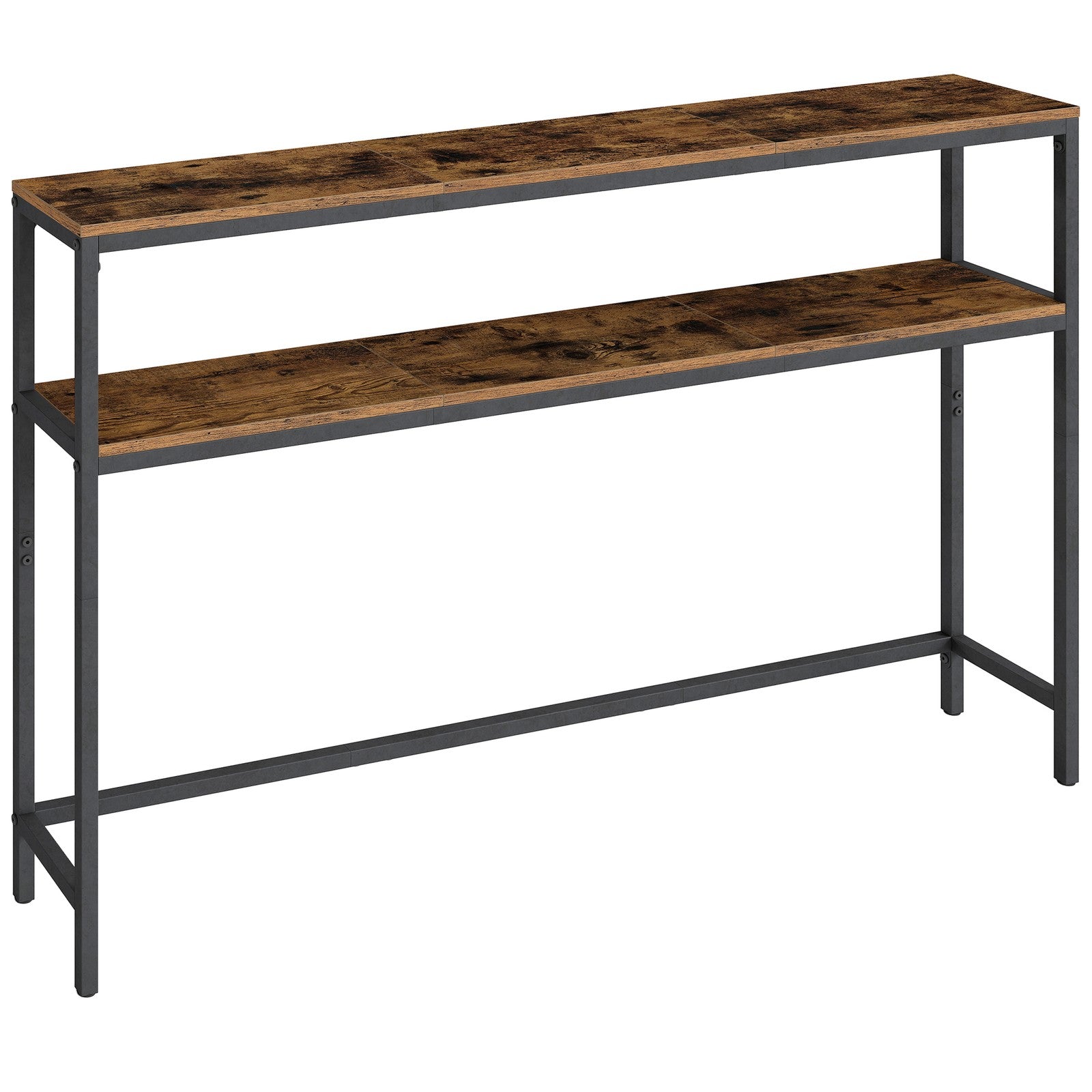 Sofa Table - Wood and Steel - Brown - with Shelves