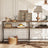 Sofa Table - Wood and Steel - Brown - with Shelves