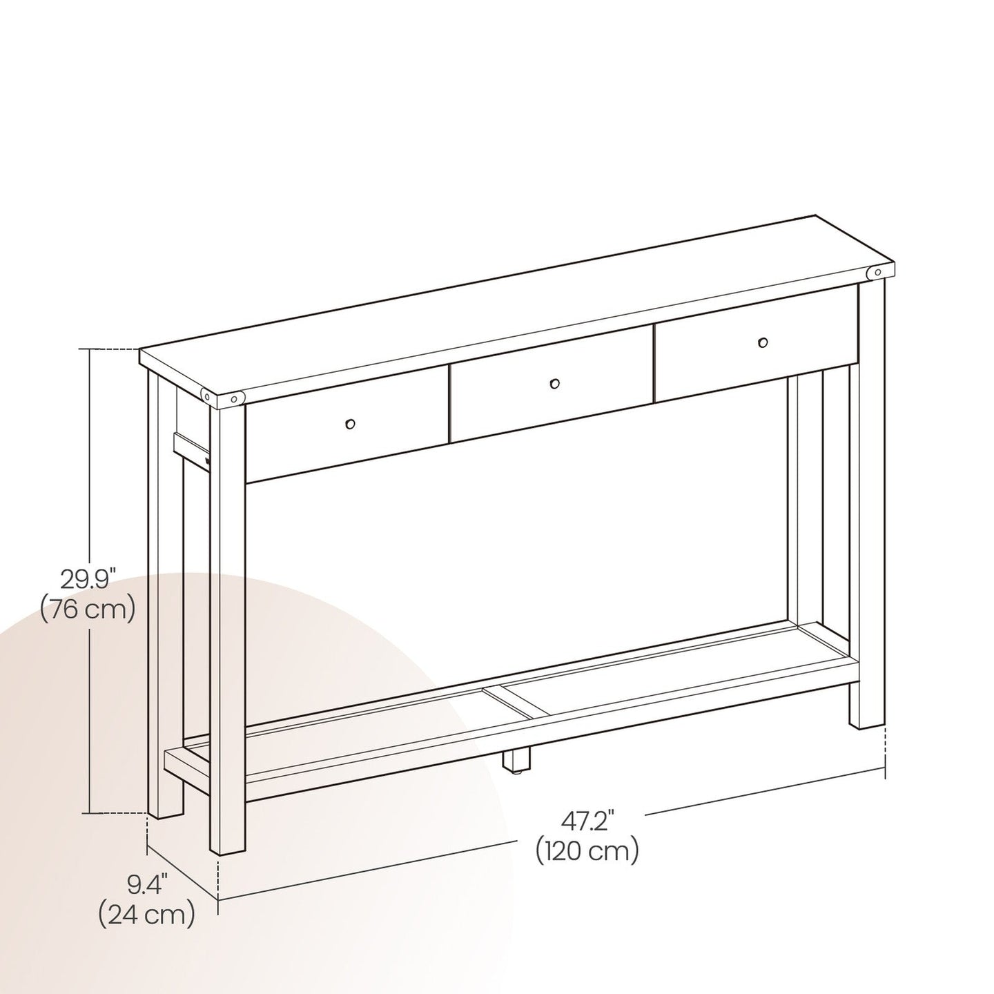 Console Table - 30" - Particleboard - 3 Drawers