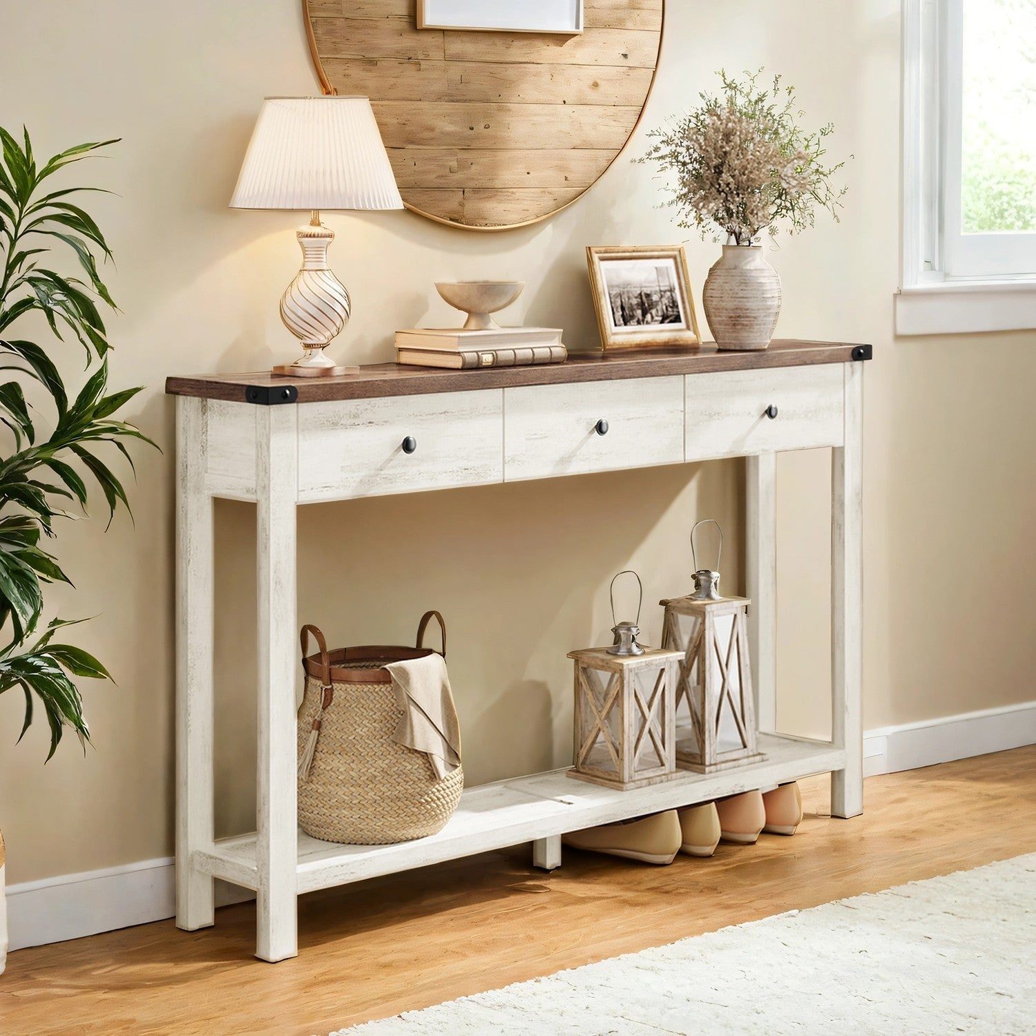 Console Table - 30L - Solid Wood - 3 Drawers