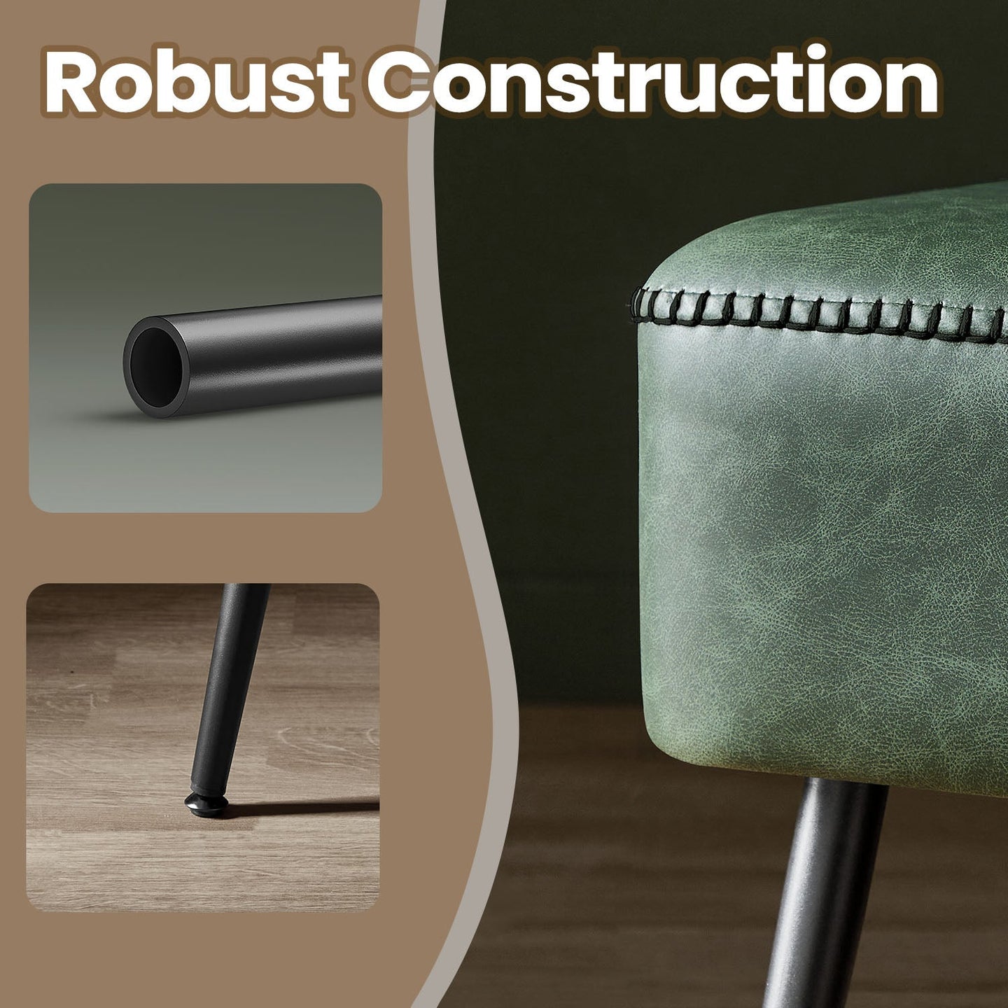 Ottoman Bench - Synthetic Leather - Green