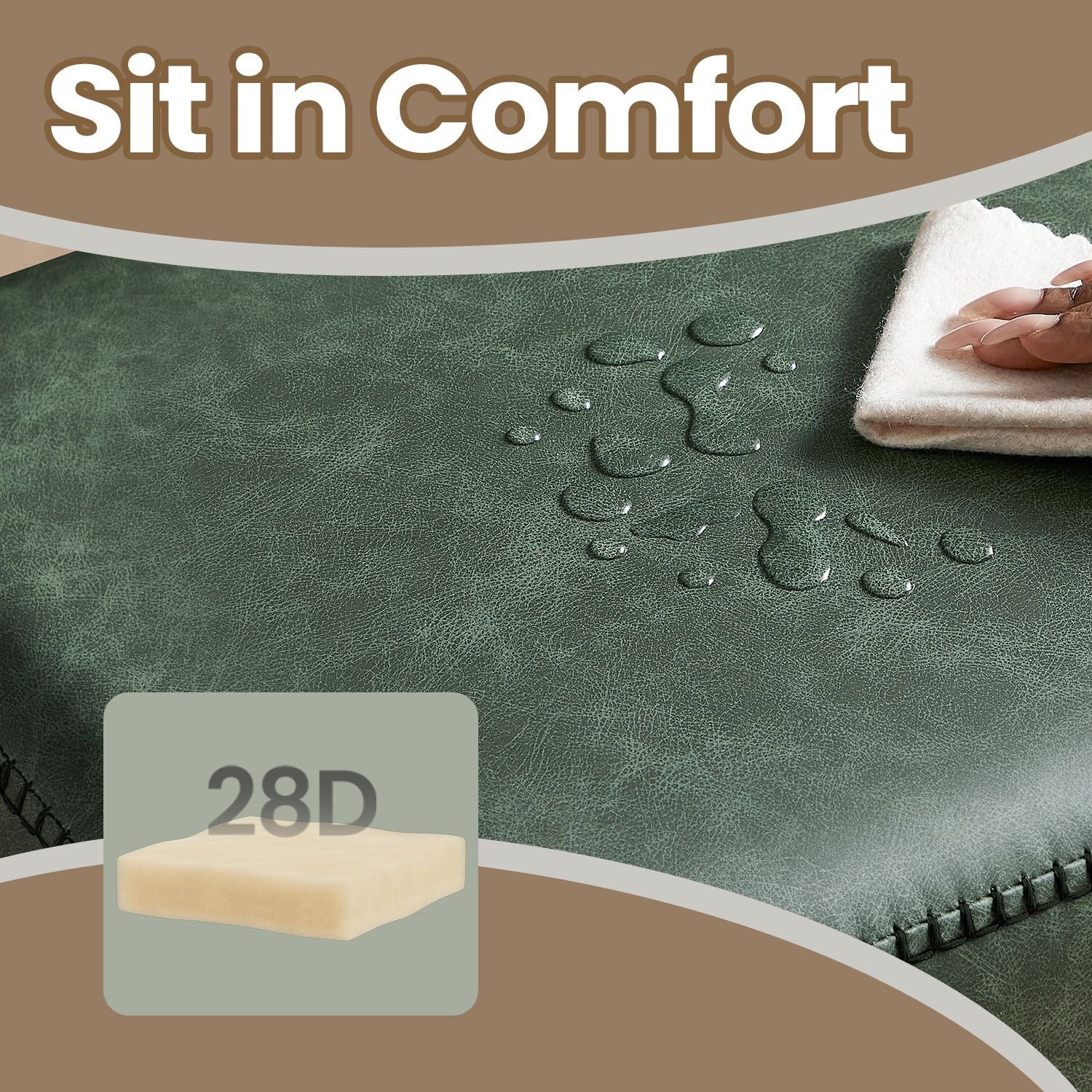 Ottoman Bench - Synthetic Leather - Green
