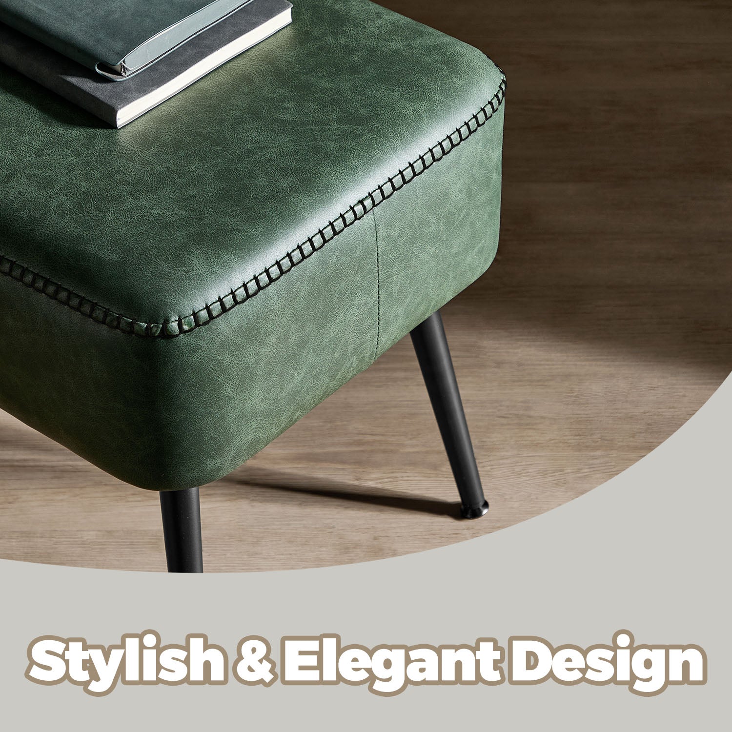 Ottoman Bench - Synthetic Leather - Green