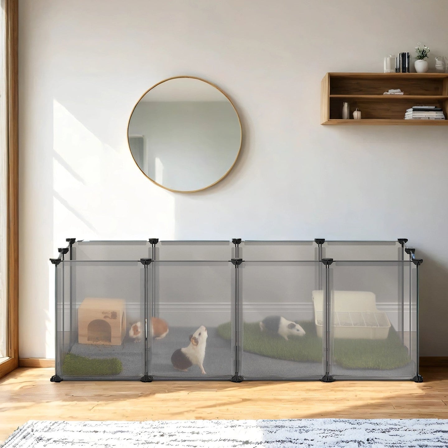 Pet Playpen - Plastic - Clear - Modular Indoor Animal Enclosure with Floor