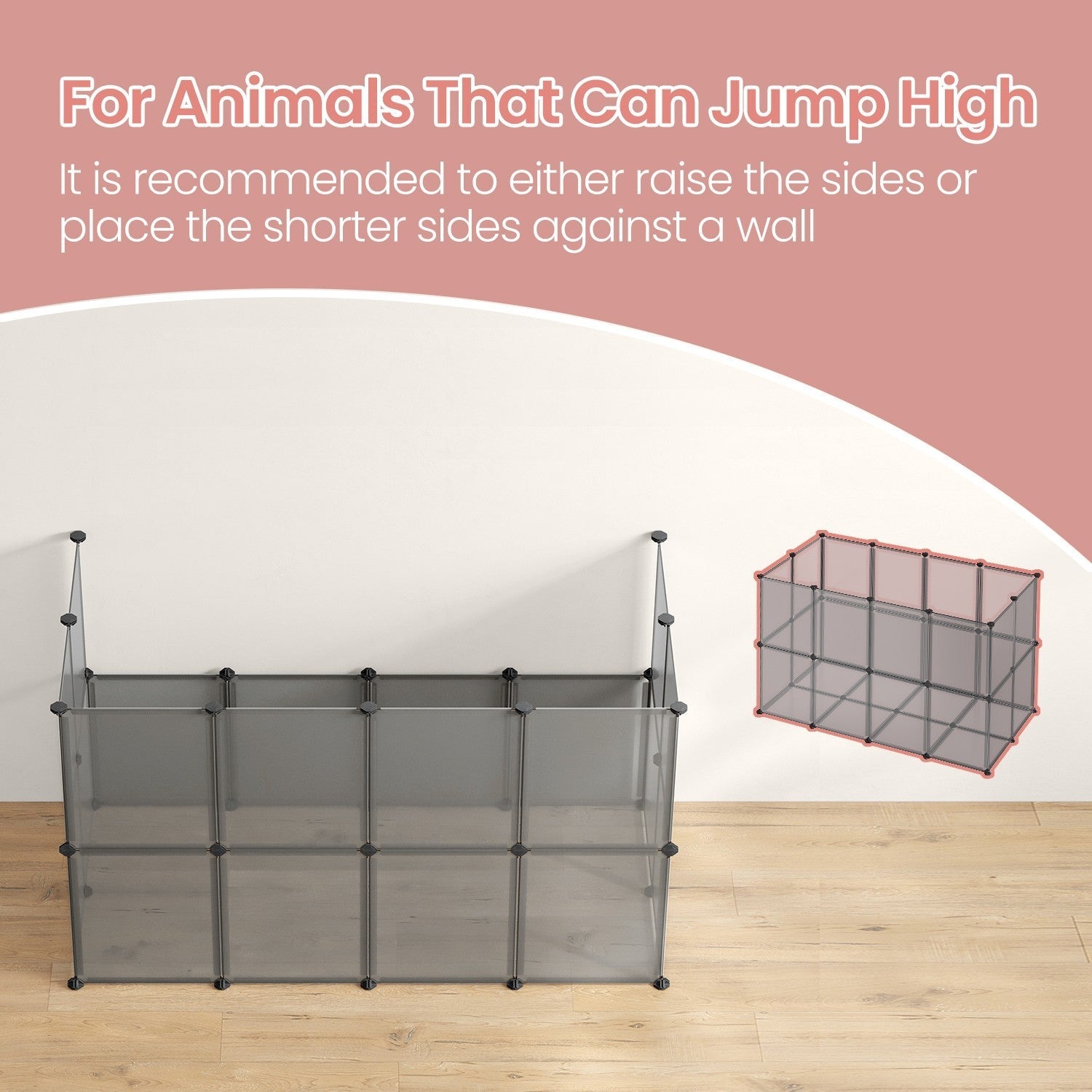 Pet Playpen - Plastic - Clear - Modular Indoor Animal Enclosure with Floor