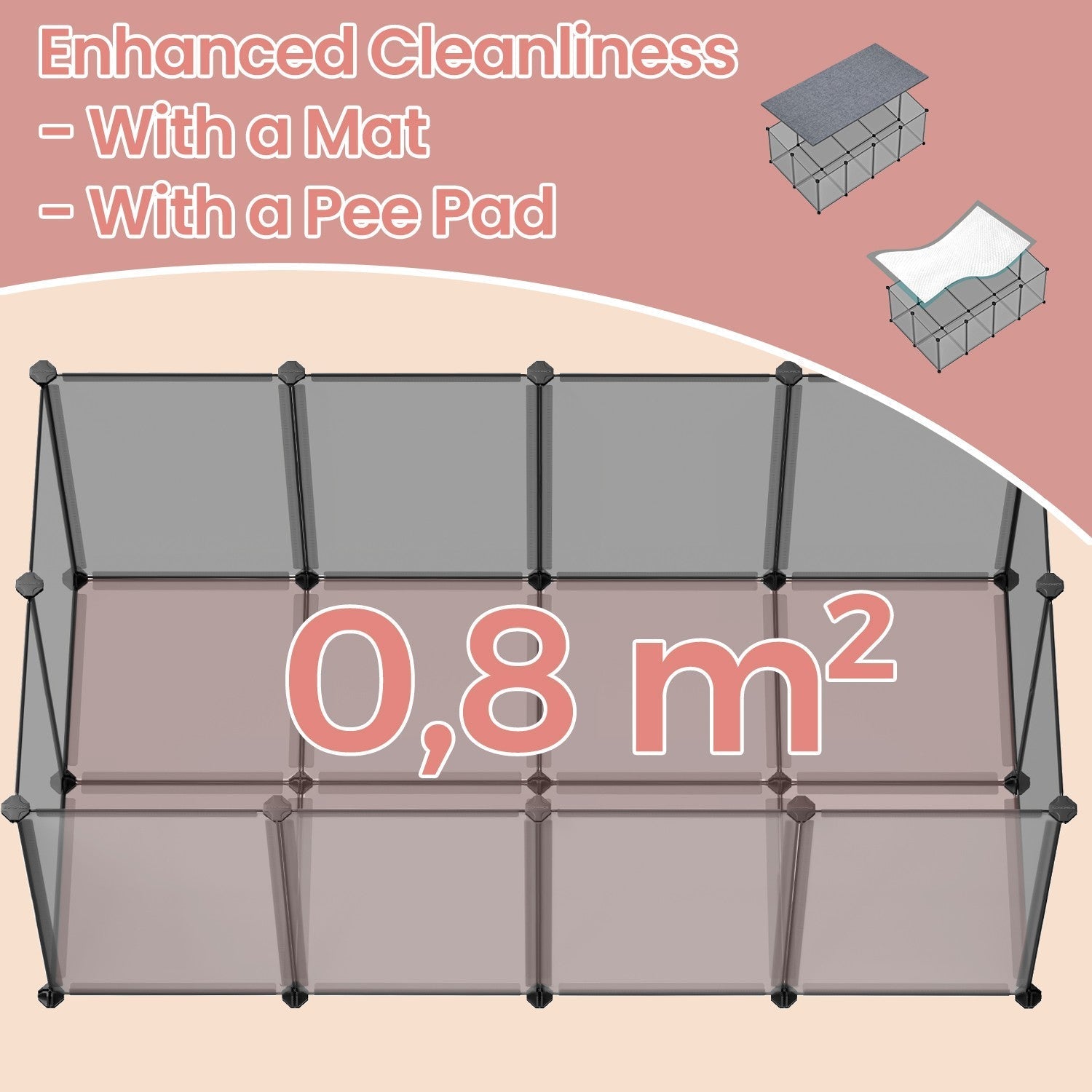 Pet Playpen - Plastic - Clear - Modular Indoor Animal Enclosure with Floor