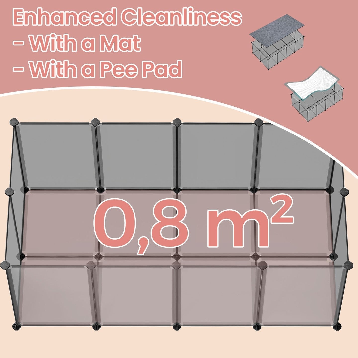 Pet Playpen - Plastic - Clear - Modular Indoor Animal Enclosure with Floor
